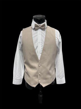 Men's Allure Tan Rapture Matching Bow Tie and Vest Set - Formal Gala Wedding